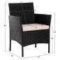 Preview: OUTDOOR-LOUNGE-SET 4-TLG. SYNTHETISCHES RATTAN IN SCHWARZ – KISSEN IN CAPPUCCINO