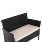 Preview: OUTDOOR-LOUNGE-SET 4-TLG. SYNTHETISCHES RATTAN IN SCHWARZ – KISSEN IN CAPPUCCINO