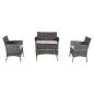 Preview: OUTDOOR-LOUNGE-SET 4-TLG. SYNTHETISCHES RATTAN IN GRAU – KISSEN IN BEIGE