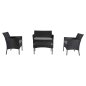Preview: OUTDOOR-LOUNGE-SET 4-TLG. SYNTHETISCHES RATTAN IN SCHWARZ – KISSEN IN GRAU