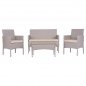 Preview: LOUNGE-SET 4-TLG. GRAU RATTAN MIT KISSEN