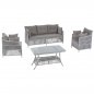 Preview: PROFESSIONELLES WOHNZIMMER-SET. REIHE 4ST OUTDOOR ALUMINIUM SEIL ANOIXTO GRAU