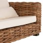 Preview: OUTDOOR-LOUNGE-SET 4-TLG. TROPEL NATURRATTAN-MAHAGONI-HOLZ-WEIßE KISSEN