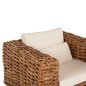 Preview: OUTDOOR-LOUNGE-SET 4-TLG. TROPEL NATURRATTAN-MAHAGONI-HOLZ-WEIßE KISSEN