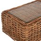 Preview: OUTDOOR-LOUNGE-SET 4-TLG. TROPEL NATURRATTAN-MAHAGONI-HOLZ-WEIßE KISSEN