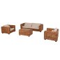 Preview: OUTDOOR-LOUNGE-SET 4-TLG. TROPEL NATURRATTAN-MAHAGONI-HOLZ-WEIßE KISSEN