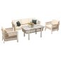 Preview: OUTDOOR-LOUNGE-SET 4-teilig BEIGES ALUMINIUM-CAPPUCCINO-SEIL & KISSEN