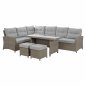 Preview: WOHNZIMMER-SET ALUMINIUM ECKE MIT ZWEI HOCKER UND GRAUER TISCH