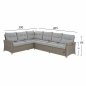 Preview: WOHNZIMMER-SET ALUMINIUM ECKE MIT ZWEI HOCKER UND GRAUER TISCH