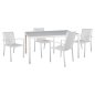 Preview: ESSZIMMER-SET 5-TLG. BRONCA METALLTISCH - 4 SESSEL AUS ALUMINIUM - WEISS