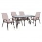 Preview: Set Dining Table 5 pieces chairs with pillow & table 150x90cm Brown