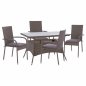 Preview: DINING SET 5PCS BANK. 120X70 & ARMCHAIRS WICKER RATTAN GRAY