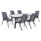 Preview: Esstischset (7-teilig) in grau mit integriertem Sicherheitsglas