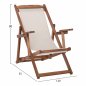 Preview: Klappbarer Liegestuhl "Lemnos" aus Walnuss mit PVC Stoff 2x1 aus Ekru 62,5x97x105cm