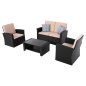 Preview: OUTDOOR LOUNGE 4-TEILIGES SET SYNTHETISCHES RATTAN IN ANTHRAZIT-BEIGE KISSEN
