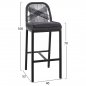 Preview: ALUMINIUM HOCKER PROFESSIONAL SCHWARZ MIT GRAUEM SEIL 46x53x100 cm