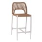 Preview: MITTELHOHER HOCKER AUS WEIßEM ALUMINIUM MIT SYNTHETISCHEM RATTAN IN BEIGE 46x58x95cm