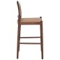 Preview: BARHOCKER BUCHE HOLZ WALNUSS RATTAN BEIGE HALBRUNDE RÜCKENLEHNE 46Χ48Χ94cm