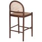 Preview: BARHOCKER BUCHE HOLZ WALNUSS RATTAN BEIGE HALBRUNDE RÜCKENLEHNE 46Χ48Χ94cm