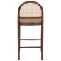 Preview: BARHOCKER BUCHE HOLZ WALNUSS RATTAN BEIGE HALBRUNDE RÜCKENLEHNE 46Χ48Χ94cm