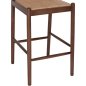 Preview: BARHOCKER BUCHE HOLZ WALNUSS RATTAN BEIGE HALBRUNDE RÜCKENLEHNE 46Χ48Χ94cm