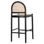 Preview: HOCKER AUS BUCHE-RATTAN MIT RÜCKENBOGEN SCHWARZ 43,5x50x98 cm
