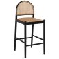 Preview: HOCKER AUS BUCHE-RATTAN MIT RÜCKENBOGEN SCHWARZ 43,5x50x98 cm