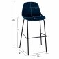 Preview: VINCENT STOOL VELVET BLUE AND METAL FRAME 56,5x47x106 cm