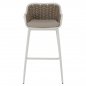 Preview: HOCKER MIT WEIßEM METALLGESTELL UND BEIGEM SEIL-DESIGN 50x51x103cm