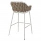 Preview: HOCKER MIT WEIßEM METALLGESTELL UND BEIGEM SEIL-DESIGN 50x51x103cm