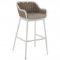 Preview: HOCKER MIT WEIßEM METALLGESTELL UND BEIGEM SEIL-DESIGN 50x51x103cm