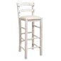 Preview: Barhocker mit cremefarbenem Kunstledersitz in Patina-Beige