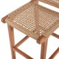 Preview: BARHOCKER MIT RÜCKENLEHNE AUSSEN TEAKHOLZ UND SEIL 40X53X89Hcm