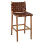 Preview: HOCKER MIT RÜCKENLEHNE HOCH, MINDIHOLZ, STRICKLEDER NATUR, 40X53X89H