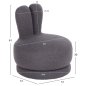 Preview: HOCKER MIT RÜCKENLEHNE DREHBAR MIT GRAU TEDDYSTOFF 51x51x61Hcm