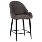 Preview: MITTELHOHER HOCKER AUS GRAUEM TEDDY BOUCLE STOFF MIT SCHWARZEN METALLBEINEN 55x62x105cm