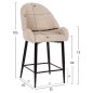 Preview: MITTELHOHER HOCKER AUS EKRU TEDDY BOUCLE STOFF MIT SCHWARZEN METALLBEINEN 55x62x105cm
