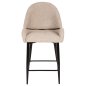 Preview: MITTELHOHER HOCKER AUS EKRU TEDDY BOUCLE STOFF MIT SCHWARZEN METALLBEINEN 55x62x105cm
