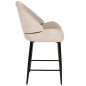 Preview: MITTELHOHER HOCKER AUS EKRU TEDDY BOUCLE STOFF MIT SCHWARZEN METALLBEINEN 55x62x105cm