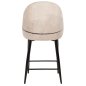 Preview: MITTELHOHER HOCKER AUS EKRU TEDDY BOUCLE STOFF MIT SCHWARZEN METALLBEINEN 55x62x105cm
