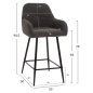 Preview: BARHOCKER MITTELHÖHE STRIKE GRAU TEDDYSTOFF-SCHWARZE METALLBEINE 50x50x94,5 cm