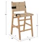 Preview: BARHOCKER MITTELHÖHE GUMMIBAUMHOLZ & SEIL – NATÜRLICH UND SCHWARZ 45x46x95cm