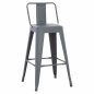 Preview: Mittelhoher Hocker "Melita" aus Metall mit Rückenlehne in grau 42x42x89,5 cm