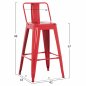 Preview: Bar Stool Middle Height Melita with back red 42x42x89,5cm