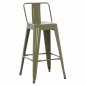 Preview: Mittelhoher Hocker "Melita" aus Metall mit Rückenlehne in olivgrün 42x42x89,5 cm