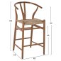 Preview: BARHOCKER "BRAVE" BUCHENHOLZ NATURAL WISHBONE RÜCKEN 48x53x100 cm