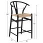 Preview: MITTELHOHER HOCKER "BRAVE" MIT GABELRÜCKEN AUS BUCHE SCHWARZ 48x53x100 cm