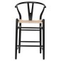 Preview: MITTELHOHER HOCKER "BRAVE" MIT GABELRÜCKEN AUS BUCHE SCHWARZ 48x53x100 cm
