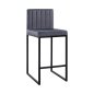 Preview: Barhocker PIPER aus Samt in Farbe Grau mit schwarzem Metallrahmen