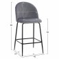 Preview: Barhocker "Odell" mittelhoch mit Metallfüßen aus grauem Samt 45x53x98 cm